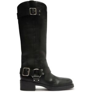 Black Leather Combat Boots